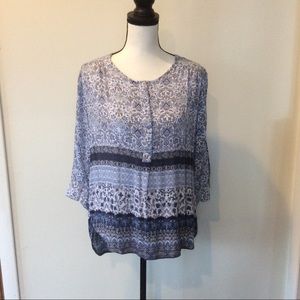 Nine West Lucy Blue and White Top